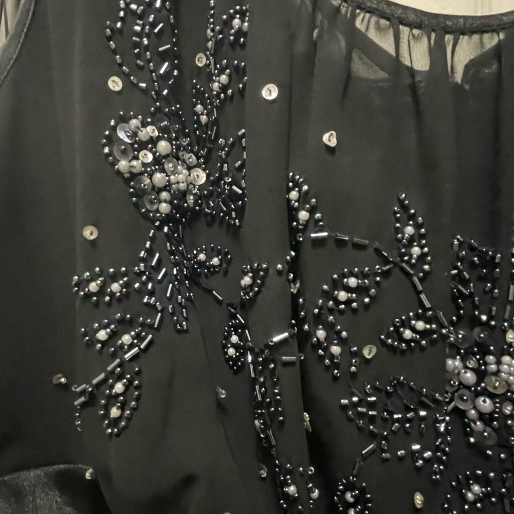 Dress Barn dress size 20W sleeveless black w/beaded top lining under chiffon - Picture 2 of 14